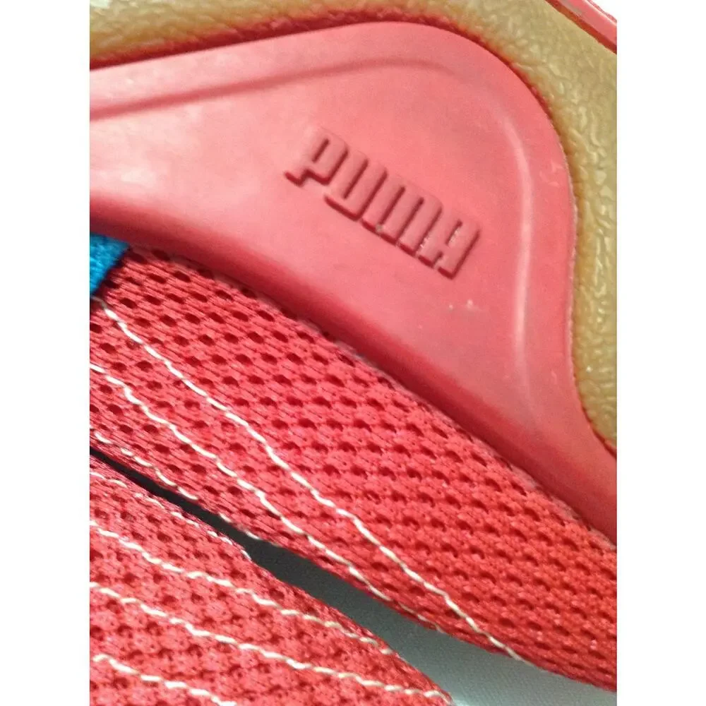 Puma Karly Womens Size 10 Red Burgundy Mesh Patent Leather Low Profile Sneakers